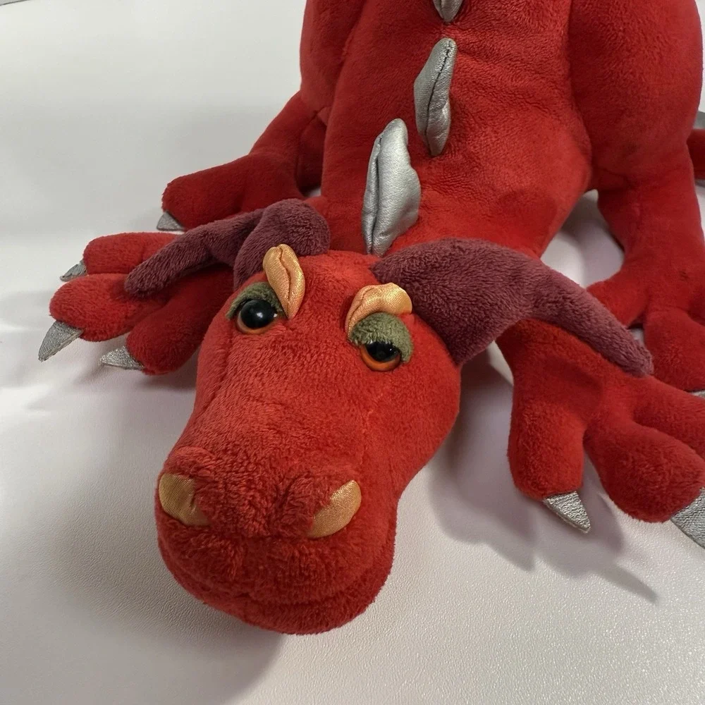 Manhattan Toy Company‎ RED & Silver CROUCHING DRAGON Plush 12